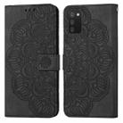 For Samsung Galaxy A03s 166mm Mandala Embossed Flip Leather Phone Case(Black) - 1
