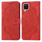 For Samsung Galaxy A12 Mandala Embossed Flip Leather Phone Case(Red) - 1