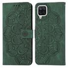 For Samsung Galaxy A12 Mandala Embossed Flip Leather Phone Case(Green) - 1