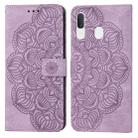 For Samsung Galaxy A20e Mandala Embossed Flip Leather Phone Case(Purple) - 1