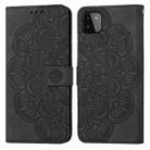 For Samsung Galaxy A22 5G Mandala Embossed Flip Leather Phone Case(Black) - 1