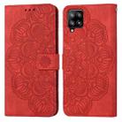 For Samsung Galaxy A42 5G Mandala Embossed Flip Leather Phone Case(Red) - 1