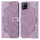 For Samsung Galaxy A42 5G Mandala Embossed Flip Leather Phone Case(Purple) - 1