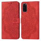 For Samsung Galaxy S20 Mandala Embossed Flip Leather Phone Case(Red) - 1
