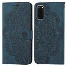 For Samsung Galaxy S20 Mandala Embossed Flip Leather Phone Case(Blue) - 1