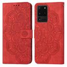 For Samsung Galaxy S20 Ultra Mandala Embossed Flip Leather Phone Case(Red) - 1