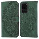 For Samsung Galaxy S20 Ultra Mandala Embossed Flip Leather Phone Case(Green) - 1