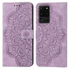 For Samsung Galaxy S20 Ultra Mandala Embossed Flip Leather Phone Case(Purple) - 1