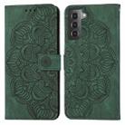 For Samsung Galaxy S21 5G Mandala Embossed Flip Leather Phone Case(Green) - 1