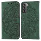 For Samsung Galaxy S21+ 5G Mandala Embossed Flip Leather Phone Case(Green) - 1
