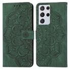 For Samsung Galaxy S21 Ultra 5G Mandala Embossed Flip Leather Phone Case(Green) - 1