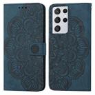 For Samsung Galaxy S21 Ultra 5G Mandala Embossed Flip Leather Phone Case(Blue) - 1