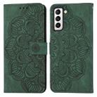 For Samsung Galaxy S22 5G Mandala Embossed Flip Leather Phone Case(Green) - 1