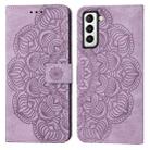 For Samsung Galaxy S22 5G Mandala Embossed Flip Leather Phone Case(Purple) - 1