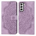 For Samsung Galaxy S22+ 5G Mandala Embossed Flip Leather Phone Case(Purple) - 1