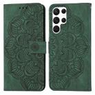 For Samsung Galaxy S22 Ultra 5G Mandala Embossed Flip Leather Phone Case(Green) - 1