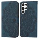 For Samsung Galaxy S22 Ultra 5G Mandala Embossed Flip Leather Phone Case(Blue) - 1