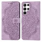 For Samsung Galaxy S22 Ultra 5G Mandala Embossed Flip Leather Phone Case(Purple) - 1