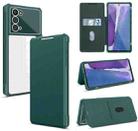 For Samsung Galaxy Note20 Magnetic Flip Leather Phone Case(Dark Green) - 1