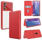 For Samsung Galaxy Note20 Magnetic Flip Leather Phone Case(Red) - 1
