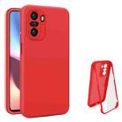 For Xiaomi Redmi K40 Imitation Liquid Silicone 360 Full Body Phone Case(Red) - 1