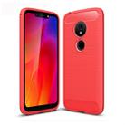 For Motorola Moto G7 Play US Version Brushed Texture Carbon Fiber TPU Case(Red) - 1