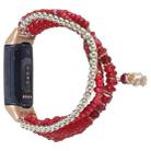 For Fitbit Charge 5 Eye Bead Chain Watch Band(Red) - 1