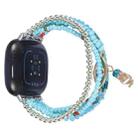 For Fitbit Versa 3 / Sense Eye Bead Chain Watch Band(Lake Blue) - 1