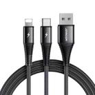 JOYROOM S-1230G12 2 in 1 USB to 8 Pin+USB-C / Type-C Nylon Braid Charging Cable, Length: 1.2m(Black) - 1