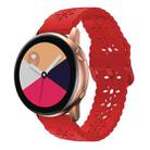 For Samsung Galaxy Watch4 20mm Plum Blossom Hollowed Silicone Watch Band(Red) - 1