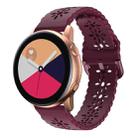 For Samsung Galaxy Watch4 20mm Plum Blossom Hollowed Silicone Watch Band(Wine Red) - 1