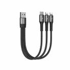 JOYROOM S-01530G10 3 in 1 USB to 8 Pinx2+Type-C Nylon Braid Charging Cable, Length: 15cm(Black) - 1