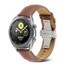 For Samsung Galaxy Watch4 20mm Butterfly Buckle Stitching Genuine Leather Watch Band(Brown) - 1