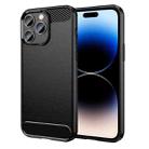 For iPhone 14 Pro Brushed Texture Carbon Fiber TPU Phone Case (Black) - 1