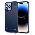 For iPhone 14 Pro Brushed Texture Carbon Fiber TPU Phone Case (Blue) - 1