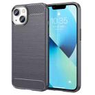 For iPhone 14 Brushed Texture Carbon Fiber TPU Phone Case (Grey) - 1