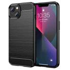 For iPhone 14 Plus Brushed Texture Carbon Fiber TPU Phone Case  (Black) - 1