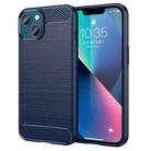 For iPhone 14 Plus Brushed Texture Carbon Fiber TPU Phone Case  (Blue) - 1