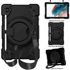 For Samsung Galaxy Tab A8 10.5 2021 Silicone + PC Full Body Protection Tablet Case With Holder & Strap(Black) - 1