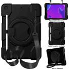 For iPad 10.2 2019/10.2 2020/10.2 2021 Silicone + PC Full Body Protection Tablet Case With Holder & Strap(Black) - 1