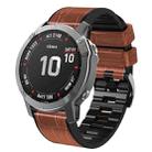 For Garmin Fenix 7/6 Pro/5 Plus 22mm Crocodile Texture Silicone Leather Watch Band(Brown) - 1