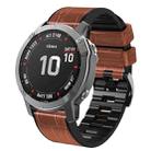 For Garmin Fenix 7X/6X Pro/Tactix 7 26mm Crocodile Texture Silicone Leather Watch Band(Brown) - 1
