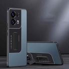 For OPPO Reno8 Pro Frosted Holder Phone Case(Sea Blue Grey) - 1