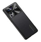 For vivo X80 Pro Folding Holder Plain Leather Phone Case(Black) - 1