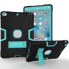 For iPad 4 / 3 / 2 Silicone + PC Protective Case with Stand(Black + Mint Green) - 1