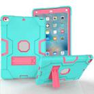 For iPad 4 / 3 / 2 Silicone + PC Protective Case with Stand(Mint Blue + Red) - 1