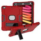 For iPad mini 3/2/1 Silicone + PC Protective Case with Stand(Red + Gray) - 1