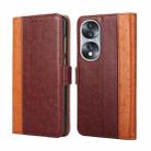 For Honor 70 Ostrich Texture Flip Leather Phone Case(Brown) - 1