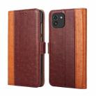 For Samsung Galaxy A03 166mm Ostrich Texture Flip Leather Phone Case(Brown) - 1