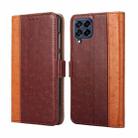 For Samsung Galaxy M53 5G Ostrich Texture Flip Leather Phone Case(Brown) - 1